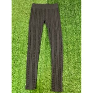 Time & Tru Womens Cable Knit Leggings Charcoal Gray High Waisted Ribbed MD